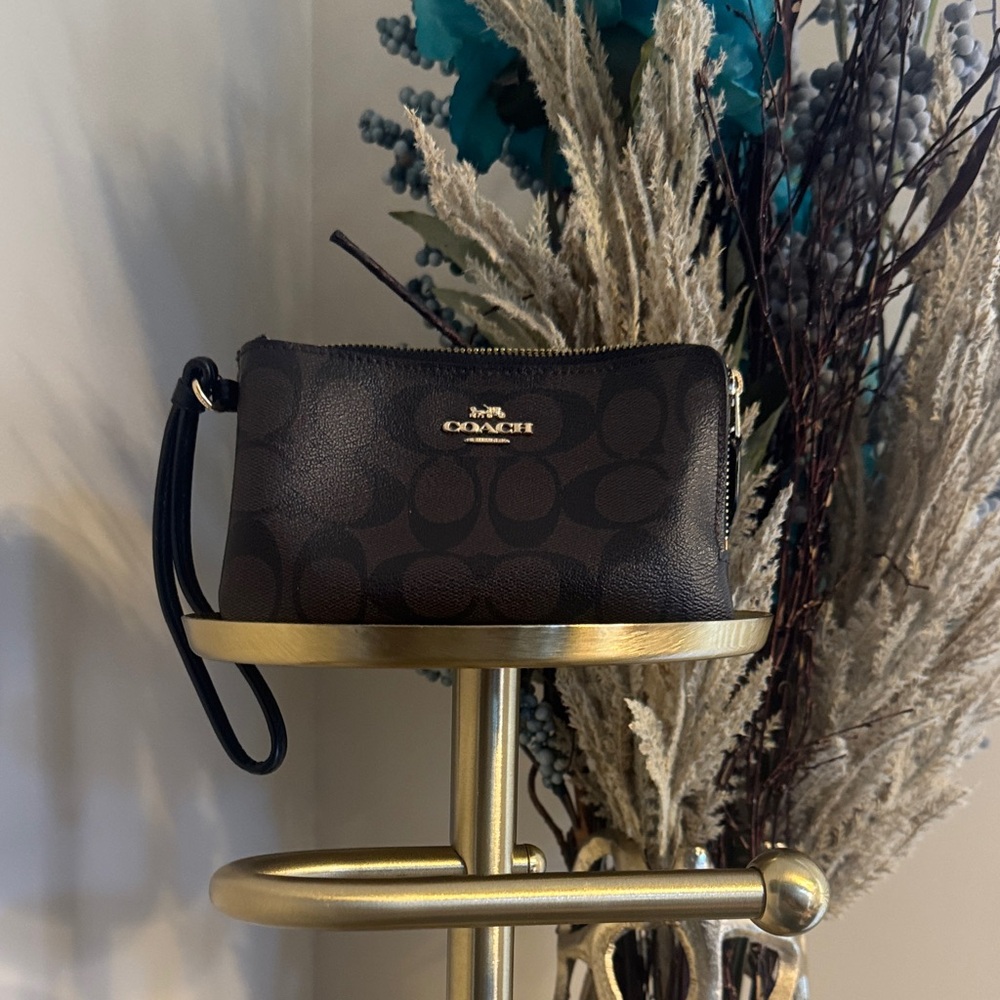 Coach Signature Black and Brown Wristlet